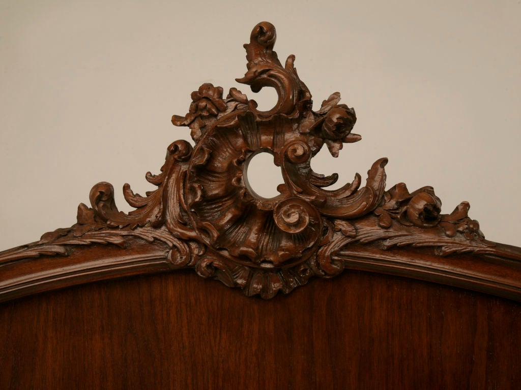 Walnut Breathtaking Carved Antique French Rococo King Size Bed