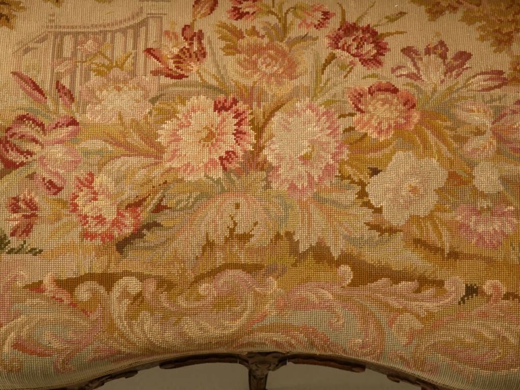 Walnut c.1880 Antique French Louis XV Needlepoint Settee