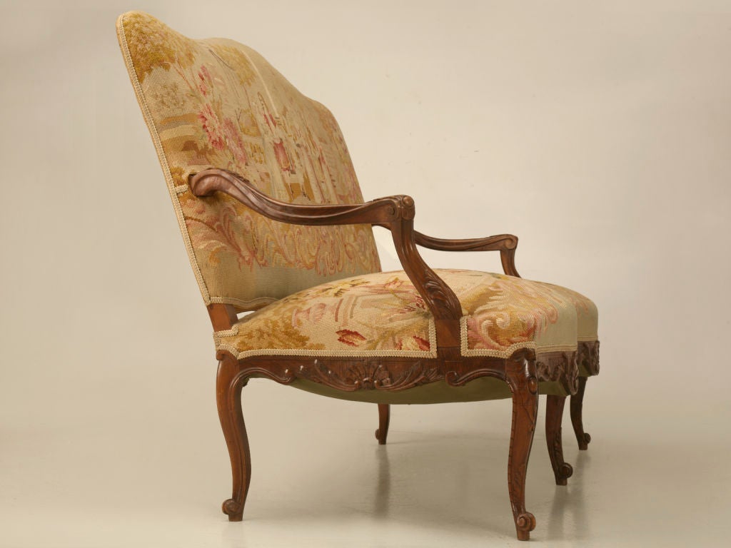 c.1880 Antique French Louis XV Needlepoint Settee 1