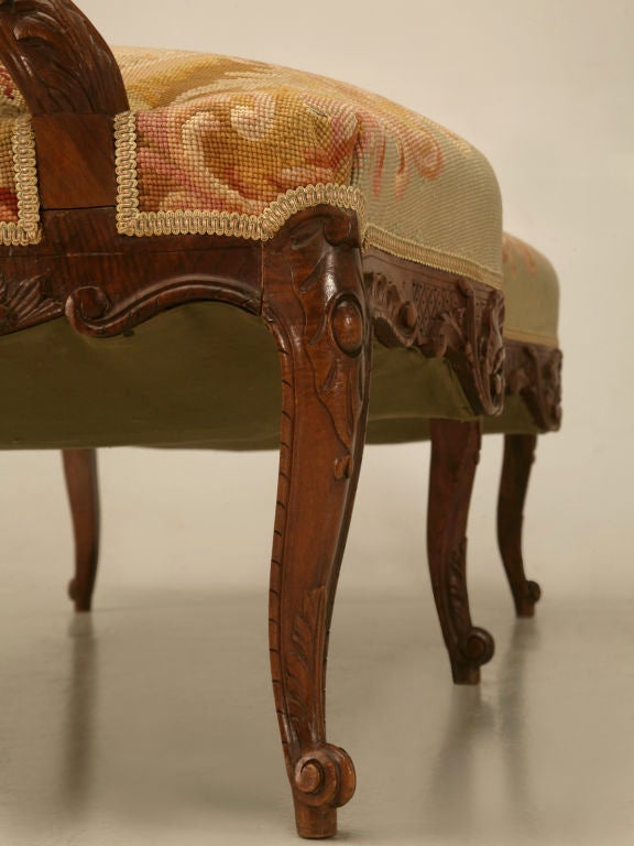 c.1880 Antique French Louis XV Needlepoint Settee 2