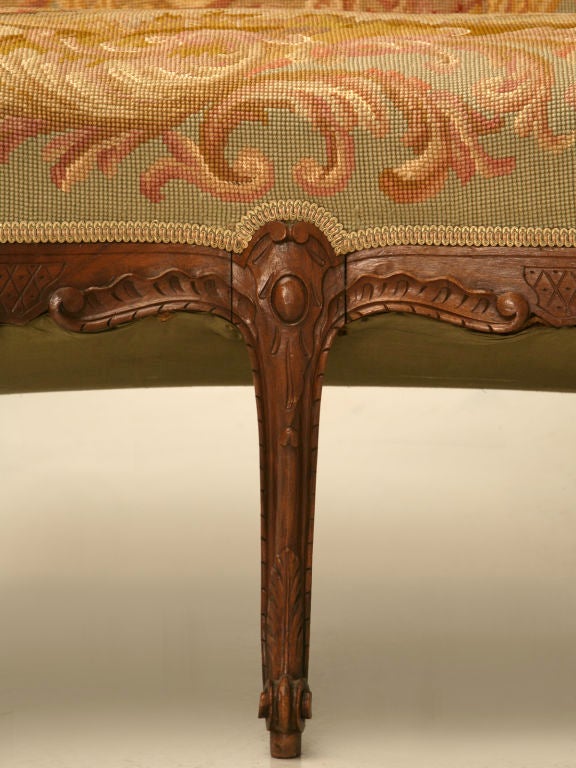 c.1880 Antique French Louis XV Needlepoint Settee 4