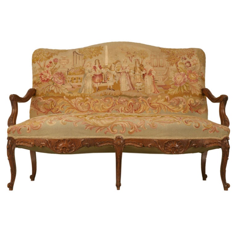 c.1880 Antique French Louis XV Needlepoint Settee