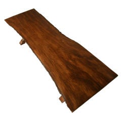 French Oak & Walnut Single Board Top Farm Table w/Live Edge