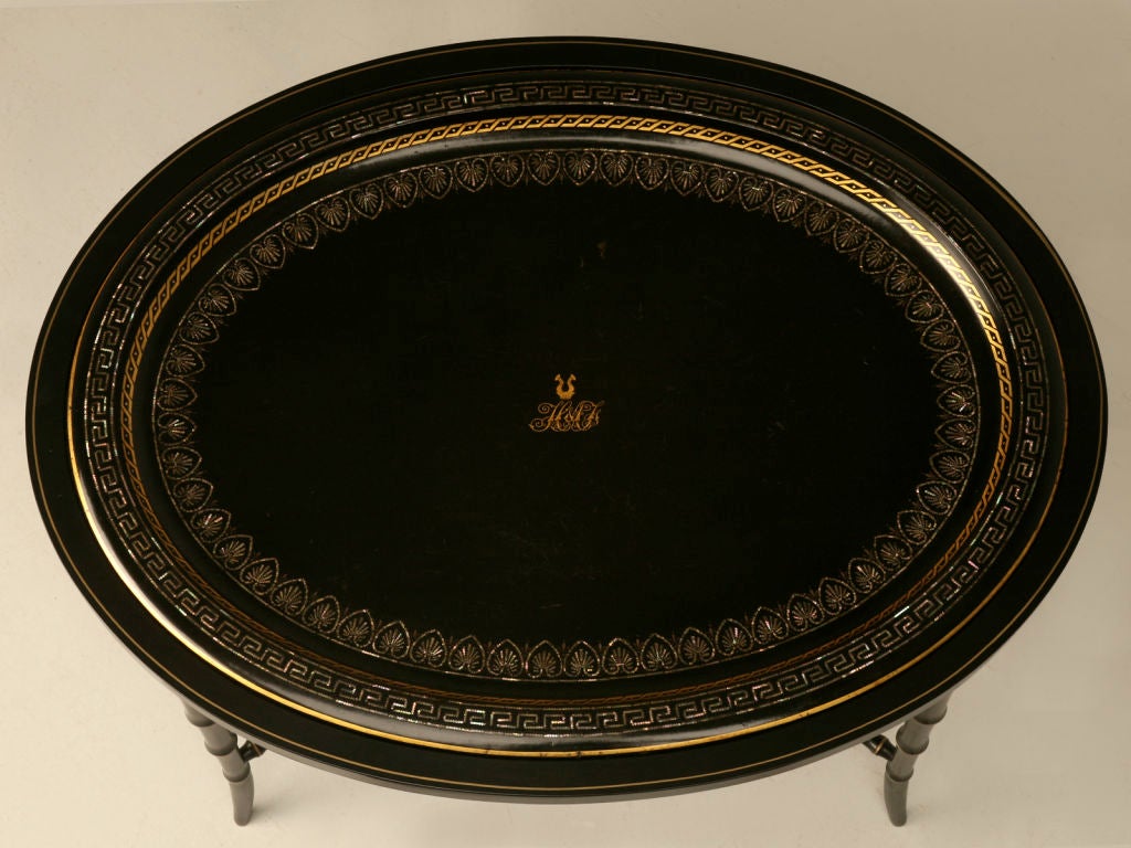 c.1830 Jennens & Bettridge M.O.P. Papier Mache Tray on Stand