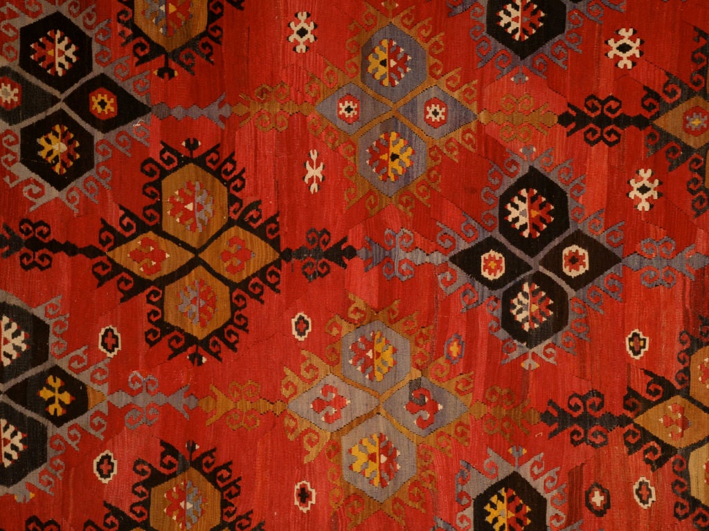 c.1920 Vintage Red Kilim 9' X 11' Rug at 1stDibs