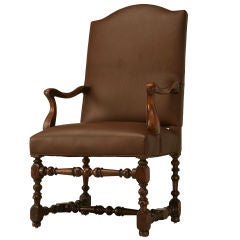 Restored 18th C. Antique French Leather Throne Chair 2