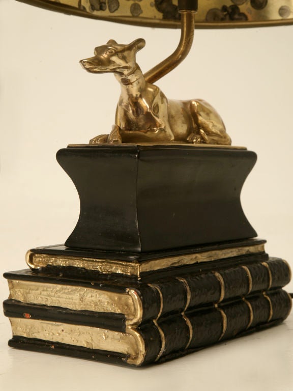 Late 20th Century Vintage Chapman Desk Lamp w/Solid Brass Whippet Dog