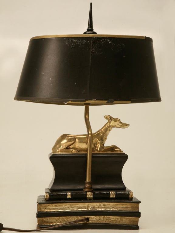 Vintage Chapman Desk Lamp w/Solid Brass Whippet Dog 1
