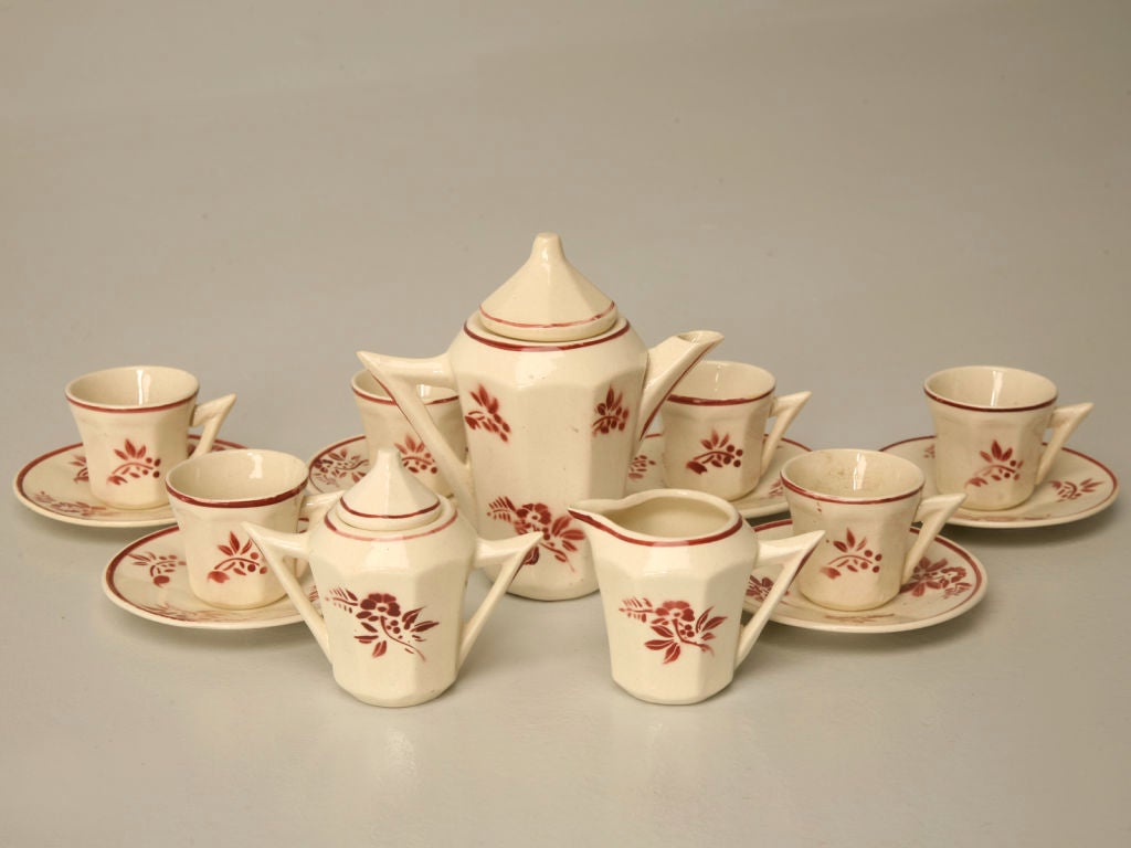 Mid-20th Century c.1940 Vintage French Hand-Painted Child's Tea Set