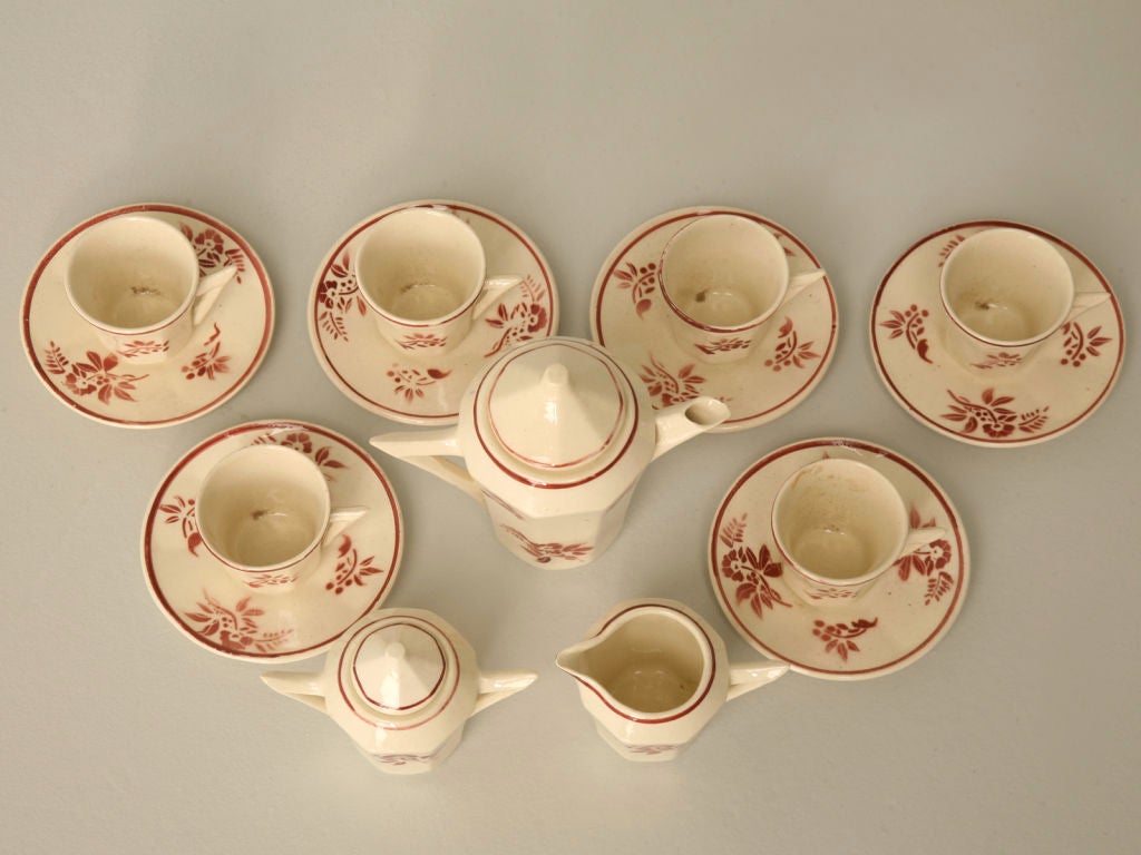 c.1940 Vintage French Hand-Painted Child's Tea Set 1