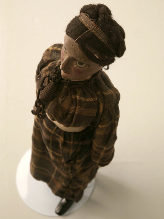 20th Century c.1910 Antique English Wooden Maiden Doll