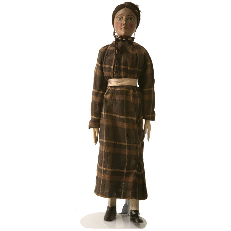 c.1910 Antique English Wooden Maiden Doll