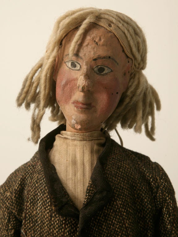 20th Century c.1910 Antique English Wooden Gentleman Doll
