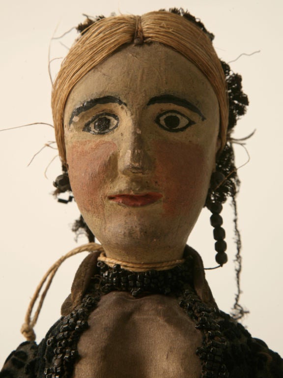 20th Century c.1910 Antique English Wooden Socialite Doll