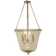 c.1950 Vintage French 3 Light Glass Bell Jar Chandelier