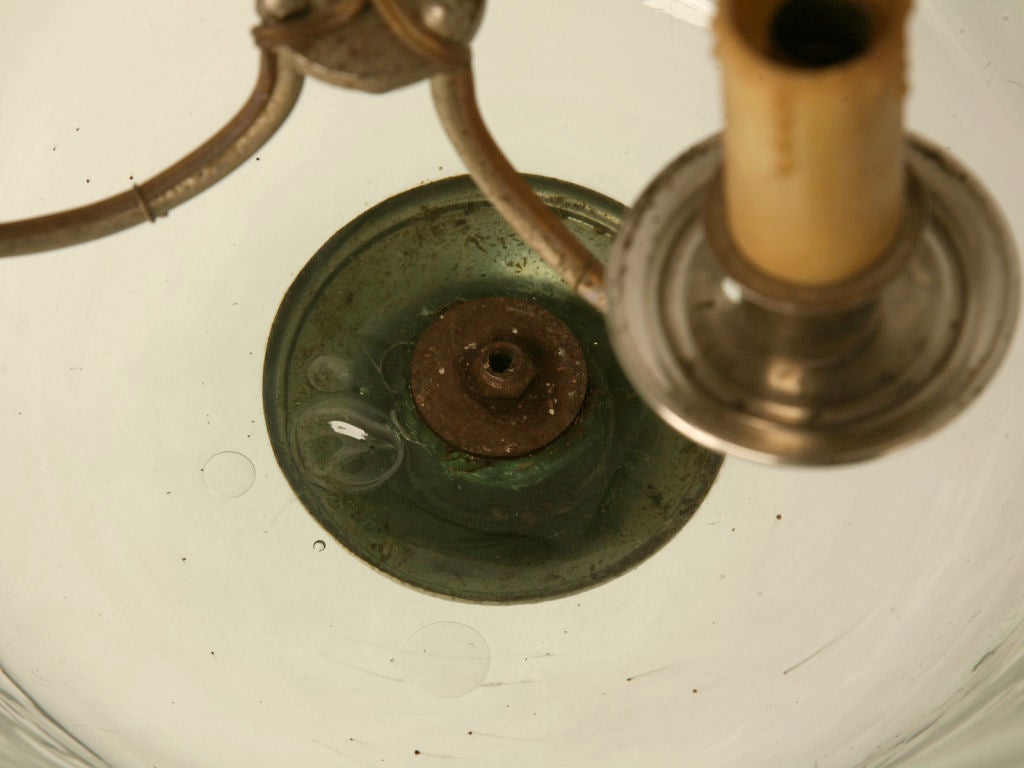 c.1950 Vintage French 3 Light Glass Bell Jar Chandelier 1