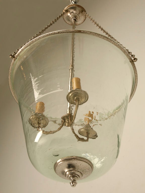 c.1950 Vintage French 3 Light Glass Bell Jar Chandelier 3