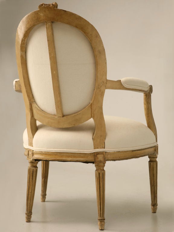 c.1850 French Louis XVI Painted and Gilded Fauteuil 7