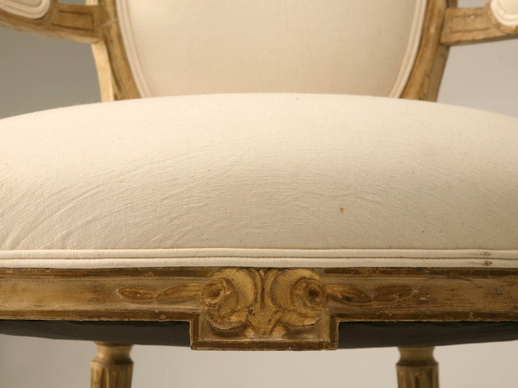 c.1850 French Louis XVI Painted and Gilded Fauteuil 4