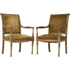 c.1900 Pair of French Directoire Original Paint Armchairs