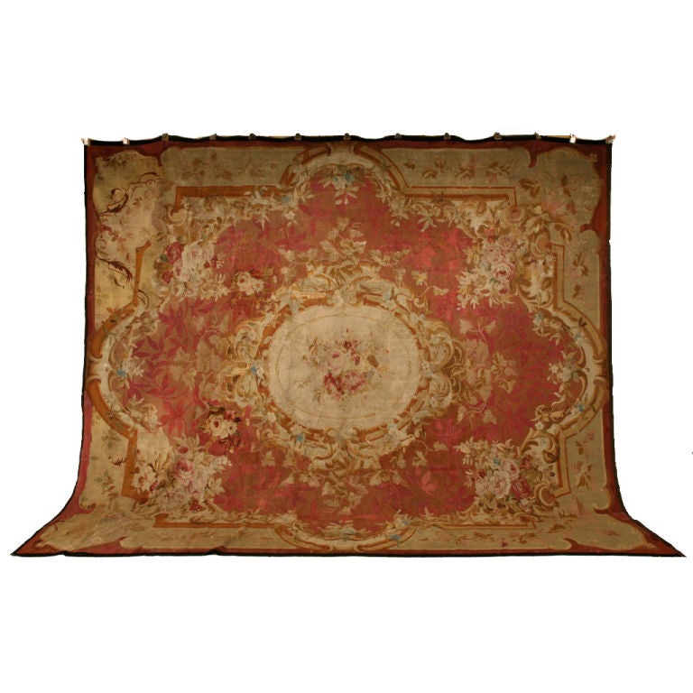 Palatial Original Antique French Aubusson Rug For Sale