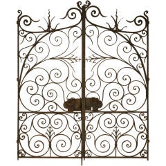 c.1850 Pair of Antq French Hand Wrought Iron Gates (2 pr avail)