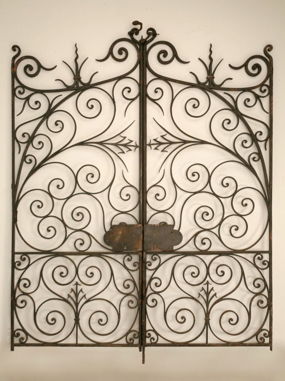 c.1850 Pair of Antq French Hand Wrought Iron Gates (2 pr avail)