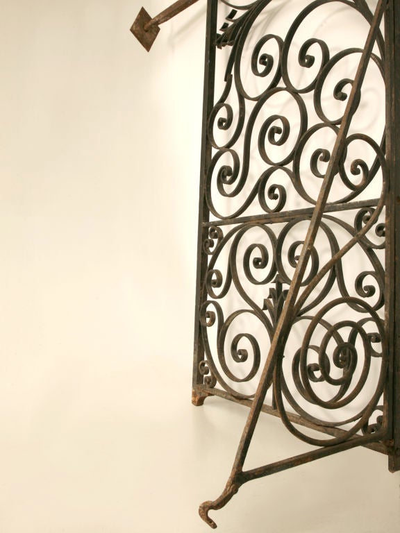Large Antique French Hand Wrought Iron Gates w/Sides 5