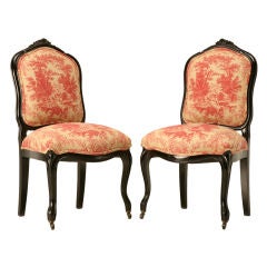 Restored Pair of Antique French Napoleon III Hall Chairs