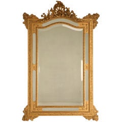 c.1880 Exquisite Antique French Beveled Gilt Foyer Mirror