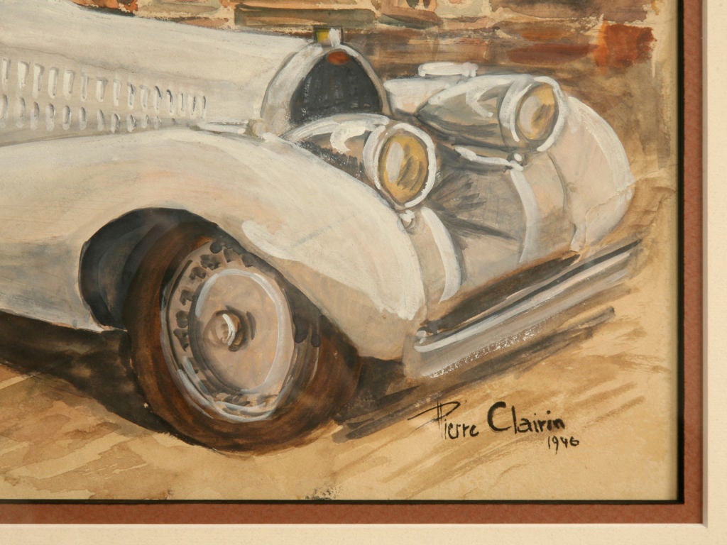 Original Watercolor of a Bugatti Royale by Pierre Clairin, circa 1946 2