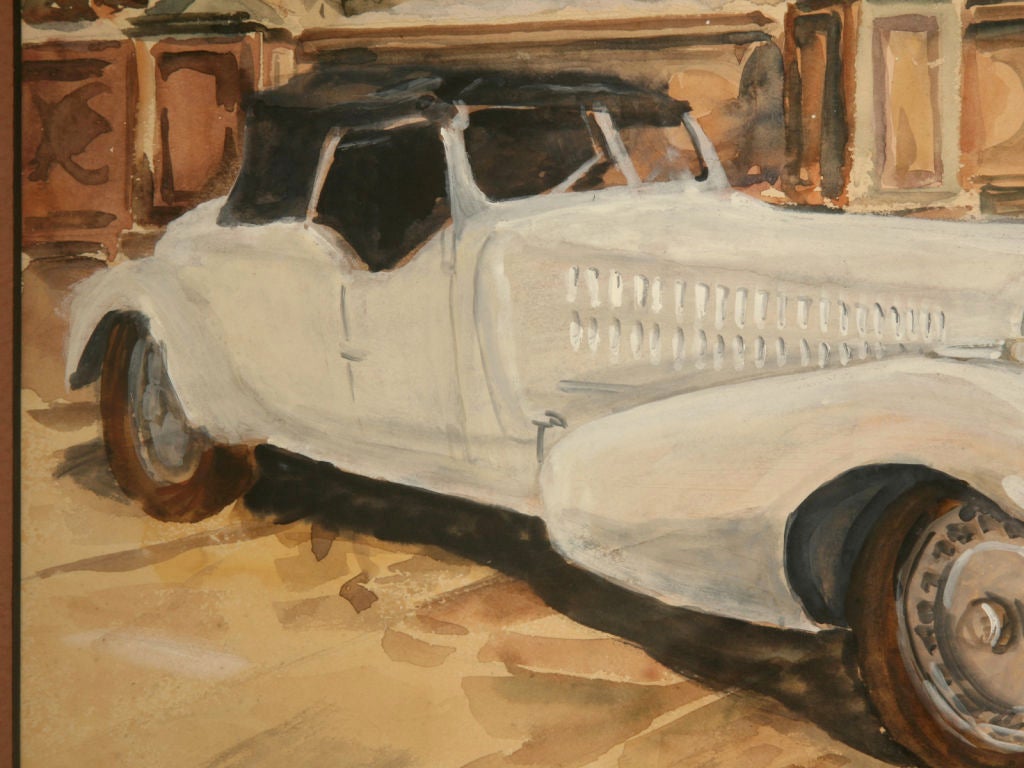Original Watercolor of a Bugatti Royale by Pierre Clairin, circa 1946 1