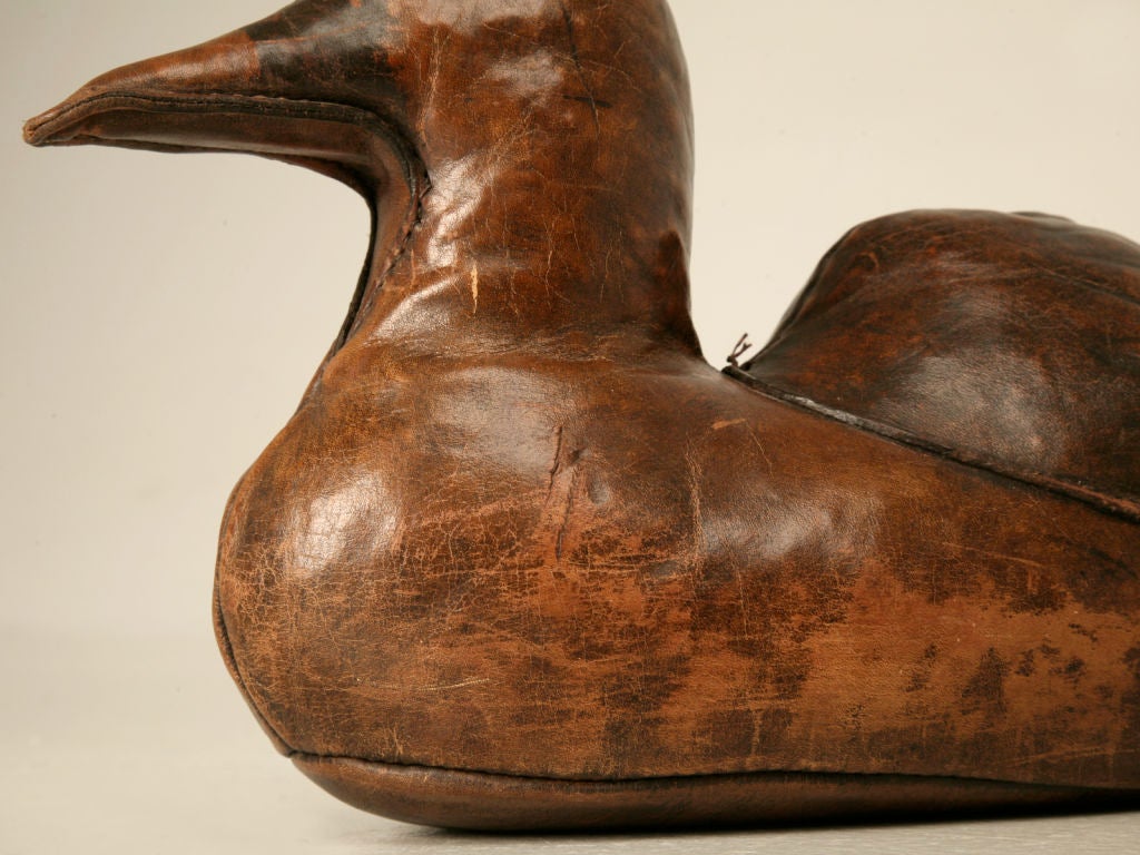 Vintage English Leather Duck Doorstop 1