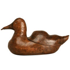 Vieux butoir de porte anglais en cuir de canard