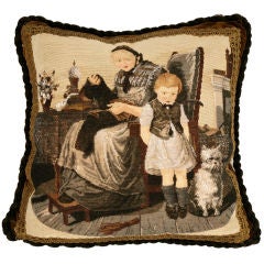 c.1880 The Best Antique English Folk Art Hand-Beaded Pillow Ever 4