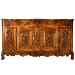 Spectacular18th C. Heavily Carved FrenchWalnut Rococo Buffet