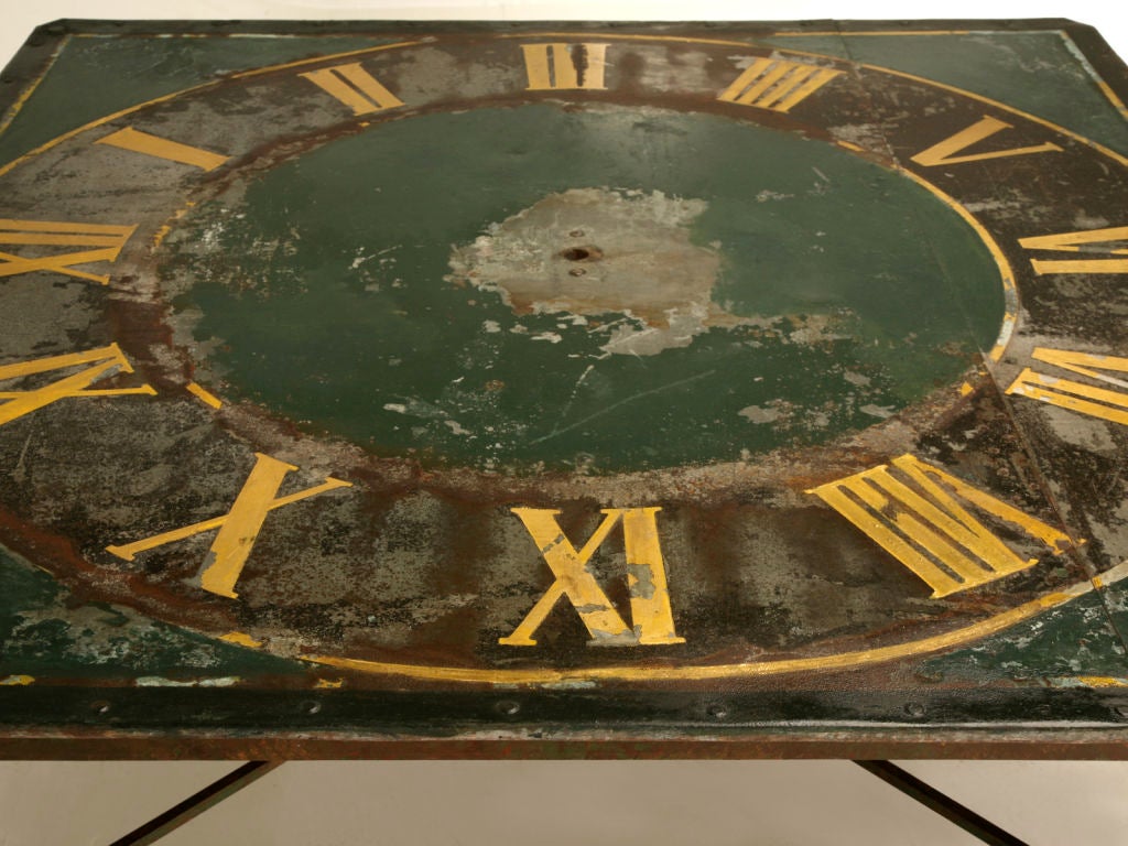 Awesome Antique Continental Clock Face on a Newer Steel Base In Good Condition In Chicago, IL