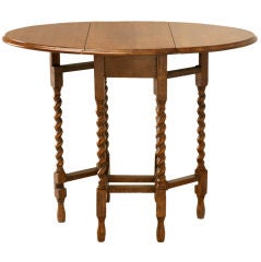 c.1930 Petite English Oak Barley-Twist Gate-Leg Hall Table