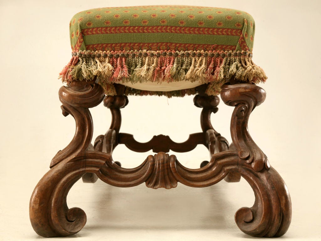 18th Century and Earlier C 1790 Italian Hand-Carved Walnut Bench