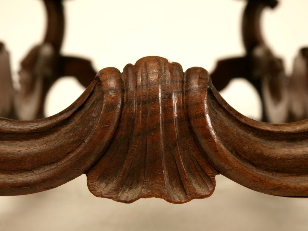 C 1790 Italian Hand-Carved Walnut Bench 1