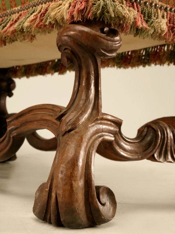 C 1790 Italian Hand-Carved Walnut Bench 2