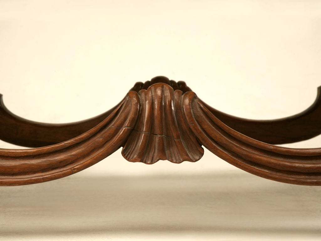 C 1790 Italian Hand-Carved Walnut Bench 6