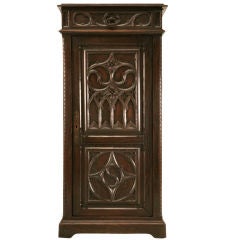 c.1850 Antique French Gothic Oak Confiturier/Cupboard w/Drawer (49x23x15")
