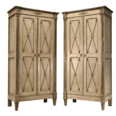 c.1830 Single Antq. French Painted Directoire Cupboard (1-Sold)