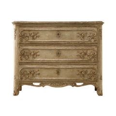 c.1910 Painted Serpentine Front 3 Drawer Commode w/Faux Marble
