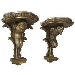 19th Century Carved Wood Devil Brackets