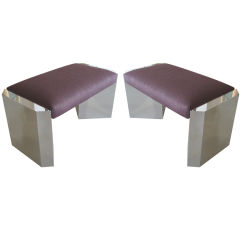 Pair of  Geometric Chrome Benches