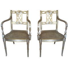 Pair of Maitland Smith Silver and Gold Gilt Chairs