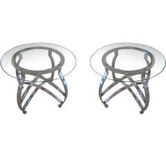 Pair of Aluminum Geometric  Tables