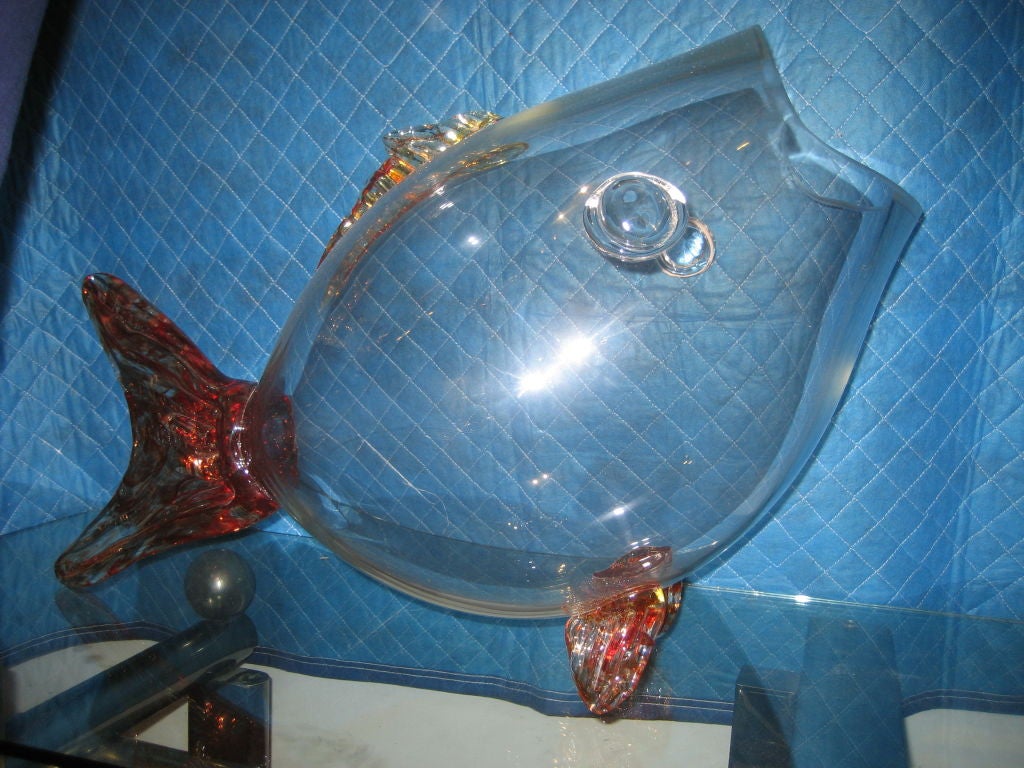Gigantic Blenko Glass Gold Fish 4
